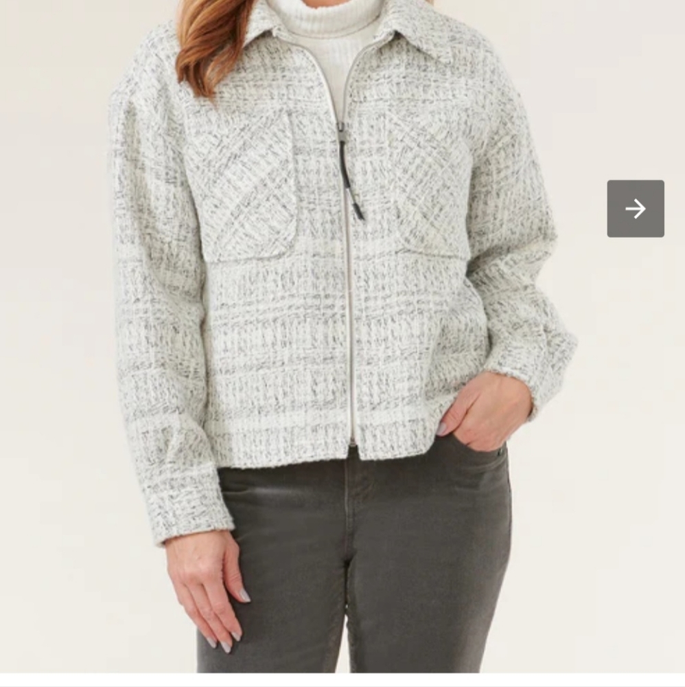 Democracy Long Sleeve Zip Patch Pocket Crop Skacket size L